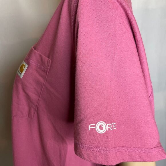 Women's 2X Carhartt Force Relaxed Fit Midweight Pocket T-Shirt Pink NEW - Picture 4 of 7